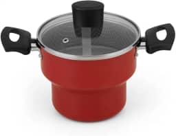 CUSCUZEIRO ENJOY 14 C/TAMPA DE VIDRO AA VERMELHO