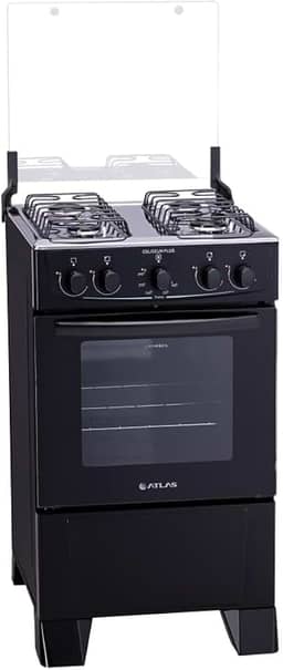 Fogão Atlas 4 bocas preto com forno limpa fácil Coliseum Plus - Forno 50l