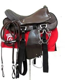 Sela Australiana Marrom Simples para Cavalgada E Passeios Completa Com Manta e Freio Inox