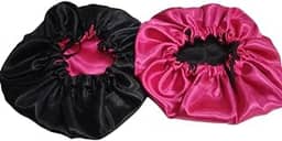 2 touca de cetim dupla face toca dupla face de cetim preta com pink (preta com pink, cabelos curtos e médios)