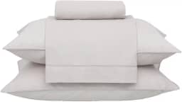 Buddemeyer Jogo de Cama Casal Percal 180 Fios Basic Percalle 100% Algodão Fio Penteado Bege 4 peças