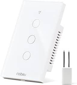 Interruptor Inteligente WiFi, Interruptor Smart Sem Fio Doméstico Multifuncional, Controle Remoto de Eletrodomésticos Por Celulares, Controle Por Voz, Branco, 3 Botao, sem neutro