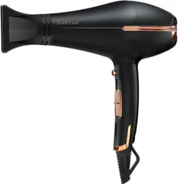 Secador de Cabelo Profissional 220V 2500W 3 velocidade do vento Níveis Ar quente e frio Turbo Alta Potência Rápido Secage Íons Negativo (Preto, 220V)