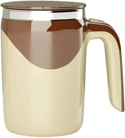 Caneca Magnética Aço Inox Misturadora Automática de Bebidas 380ml, Bateria Recarregável USB, Base Antiderrapante, Copo Elétrico Mixer de Café, Leite em Pó, Shakes, Whey Protein, Achocolatado (Marrom)