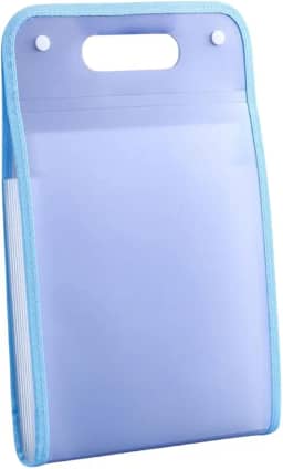 Pasta Sanfonada Plástica A4 com 13 Divisórias – Organizadora de Arquivos e Documentos, Portátil, com Alça e 2 Fechos de Pressão – Escolar e Escritório (Azul)