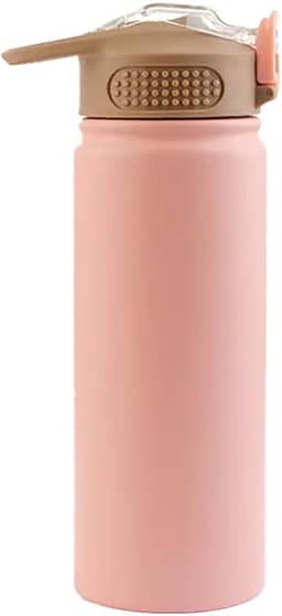 Garrafa Térmica Squeeze 530ml, com Tampa Flip, Parede Dupla de Aço Inox, Livre de BPA, Para Academia, Ideal para Água - Branco e Rosa (Rosa)