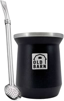 Kit 1 Cuia Térmica Parede Dupla De Alumínio 1 Bomba De Chimarrão Tereré Inox Filtro Redondo 19cm Old Barn Cor:Preto