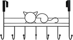 Suporte de Porta com 7 Ganchos em Ferro Preto Fosco – Cabide Organizador Multiuso para Roupas, Toalhas, Bolsas | Ideal para Quartos, Banheiros, Lavabos e Entrada da Casa