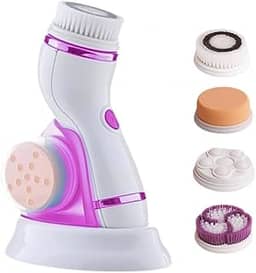 Escova de Limpeza Facial Elétrica 4 em 1, Massageadora com 4 Cabeças Removíveis