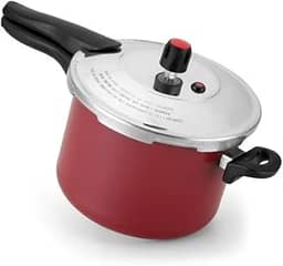 Panela De Pressão Indução 4 5 Litros Antiaderente Fechamento Externo Inox Praticidade No Preparo De Refeições(vermelho)
