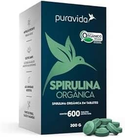 Spirulina Orgânica de 500 mg com 200 Tabletes de 100g-Pura Vida