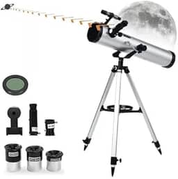 Telescópio Astronômico Lunar Refletor 76mm Focal 700m com Tripé Impermeável, Telescópio Astronômico para Adultos Crianças Iniciantes
