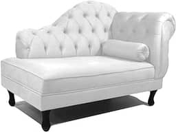 Recamier Sofá Divã Com Pés Retro 120X60 - Elã (Corino Branco)