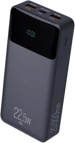 Power Bank Pro 20000mAH, Bateria Portátil Universal, Carga Rápida, Display Indicador, Entradas Micro USB e USB-C, 2 Portas USB-A, Preto, PB200BK, ELG