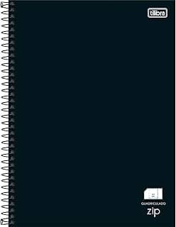Tilibra - Caderno Espiral Capa Dura Universitário Quadriculado 1cm Zip Preto 80 Folhas