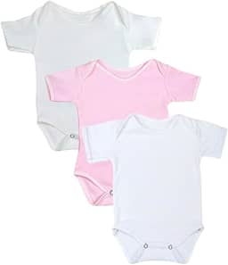 Kit 03 Peças Body Manga Curta Para Bebê 100% Algodão Menina Menino Roupas