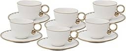 WOLFF - Conjunto 6 Xícaras de Chá de Porcelana com Pires Egg Branco 200ml