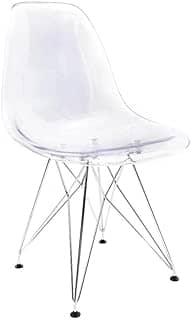 Cadeira Eames Transparente - Base Eiffel Cromada