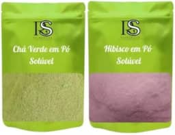 RS Chá Verde e Hibisco em Pó Solúvel, Kit 2 Unidades de 1kg Cada, Bebidas Quentes e Frias, Embalagem Stand-up Pouch