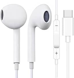 Fones De Ouvido Com Fio Tipo C Microfone Integrado Compativel iPhone 15 15 Pro 15 Pro Max 16 16 Pro Max Com Fio Fones Estéreo Compatíveis ANDROID LG Qualidade Premium