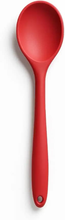 Colher de Silicone 27cm para Cozinha –Utensílio Resistente e Antiaderrente, Ideal para Panelas e Refeições Quentes, Cabo Ergonômico, 100% Silicone Alimentar, Reforçada (Vermelho)