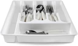 Organizador/Suporte/Separador de Talheres para Gaveta/Porta Talheres para gaveta com 5 divisórias (BRANCO)