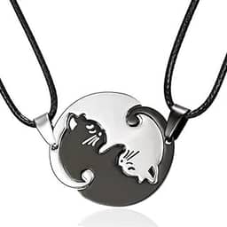 Colar Metades Yin Yang Casal Best Friends Gato Par Duplo Zen