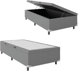 Cama Box com Baú Solteiro 0,88 com 41cm de Altura Prince Cinza