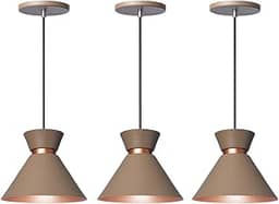 Kit 3 Luminária Pendente Berlin 15cm Balcão Bancada Cozinha Cor:Fendi 15Cm