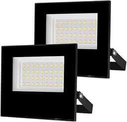 Combo 2 Refletores LED 50W Holofote Bivolt Prova D'Água Frio 6500K IP67, Economia de Energia, Alta Luminosidade 5000 Lumens - Linha Premium SellXpert