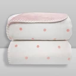 Manta Donna Laço Bebê Dupla Face Poá (Rosa Bebê)