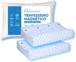 Kit 2 Travesseiro Cervical Magnético com Infravermelho Longo Ortopédico Alivia Dor Coluna, Suppremo Sono