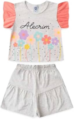 Roupa Menina Infantil Verão Conjunto Feminino Infantil Alecrim