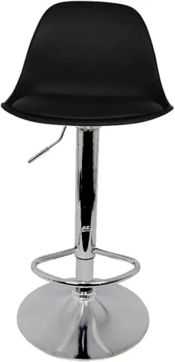 Banquetas de Cozinha, e Bancada Giratória Evolux Alta c/Regulagem de Altura, Base Cromada, Amortecimento a gás, Cor Preta.