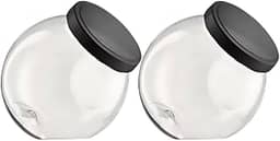 Kit 2 Pote Baleiro 2,5L Redondo Porta Doces Biscoitos Multiuso Grande (Preto)