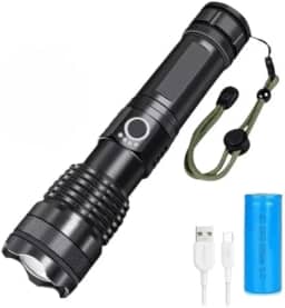 Lanterna Super Potente T9 P50 Tática Mais Forte Do Mundo Sitio Fazenda Acampamento Camping Segurança