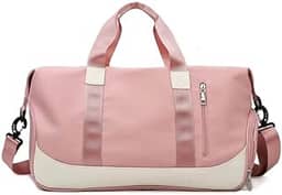 Bolsa de viagem portátil bolsa de bagagem de viagem de curta distância de grande capacidade leve separação seca e molhada bolsa de fitness esportiva impermeável (rosa)