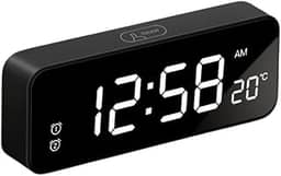Relógio Digital com display de LED para Mesa - Temperatura, Cronômetro, Temporizador, Função de Despertador, Alarme, Carregável via USB (Preto)