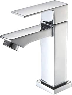 Torneira Banheiro Luxo Quadrada 1/4 Volta Inox Aço Cromada Bancada Pia Banheiro Alto Padrão