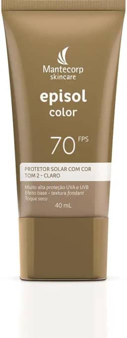 MANTECORP - Protetor Solar Facial Episol Color FPS 70 - Efeito Base, Alta Proteção UVA e UVB, Toque Seco, Rápida Absorção - Tom 2 Claro - 40ml