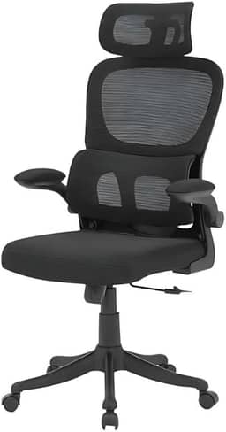 Cadeira de Escritório Design Ergonômico com Suporte Lombar Independente, Malha Respirável e Encosto de Cabeça Ajustável Genebra B500 Preto LuvinCo