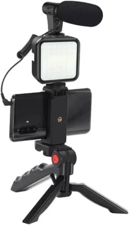 Tripé Para Celular Youtuber Tripé Tripod Com Led Microfone Integrado Kit Gravação Criação De Vídeos
