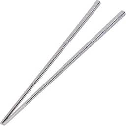 Hashi Inox 23 cm Reutilizável | Kits Hashis Aço Inoxidável | Pauzinhos de Cozinha de Inox | Sashimi | Noodles | Hashi Sustentável | Culinária Oriental | Hashi de Metal (1)