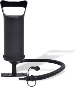 Bomba de Ar Manual para Infláveis, 30cm, 3 Bicos Adaptáveis, Mangueira Flexível, Alta Pressão, Portátil