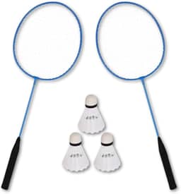 Kit Premium Badminton Portátil – 2 Raquetes Leves em Ferro + 3 Petecas Resistentes para Diversão em Família, Praia ou Casa