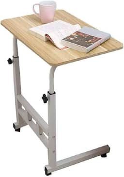 Mesa Notebook com Rodinhas Ajustável para Home Office, Escrivaninha Multifuncional para Computador(Cor madeira)