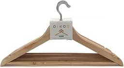 Oikos - Kit 8 Cabides de Madeira Natural Duráveis e Elegantes para Roupas