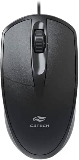 C3Tech Mouse USB Preto MS-31BK Ambidestro 1000DPI Compatível MacOS, Linux, Chrome OS, Windows, PC e Mac