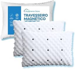 Kit 2 Travesseiro Ortopédico Magnético Perfil Alto com Infravermleho Longo, Macio Gorduchinho,Suppremo Sono