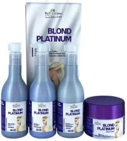 Kit Blond Platinum, Kit Matizador para Cabelos Loiros, Descoloridos e Grisalhos, Shampoo, Condicionador & Máscara